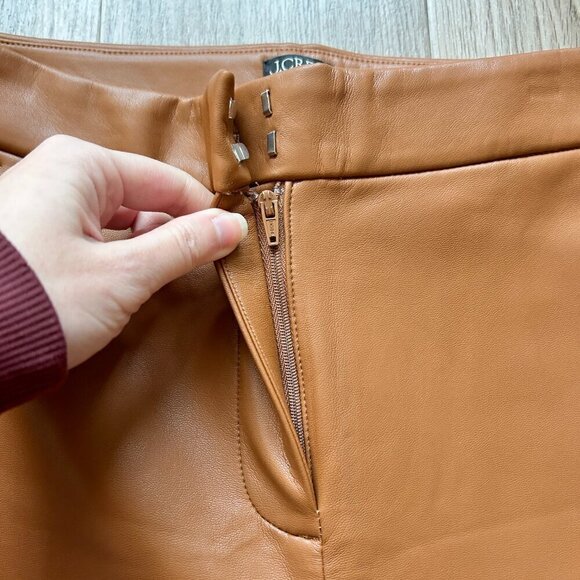J. Crew Kate Straight Leg Faux Leather Pant in Brown Leather Saddle Size 2 - Picture 7 of 11